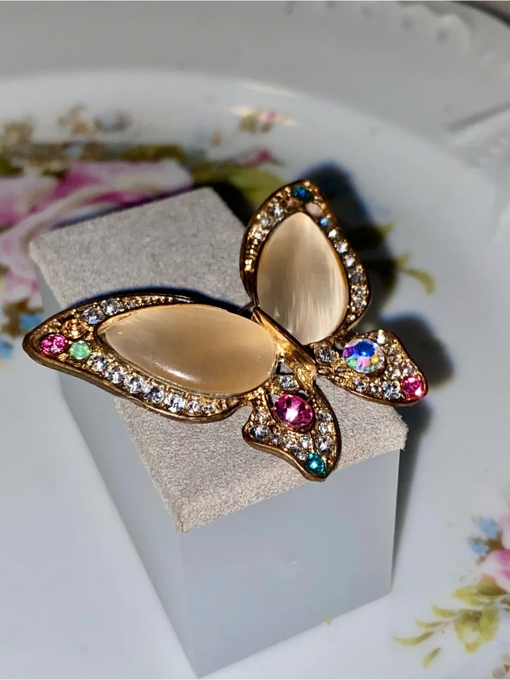 Gold Butterfly Crystal- Multicolor Brooch